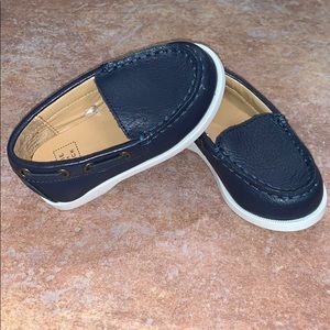 Janie and Jack Navy Leather Boat Shoe